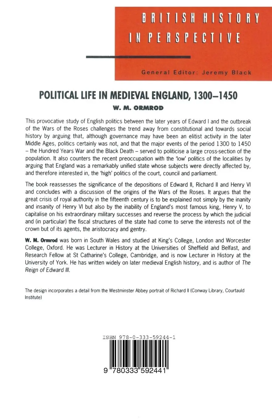 Rückseite: 9780333592441 | Political Life in Medieval England 1300-1450 | W Mark Ormrod | Buch
