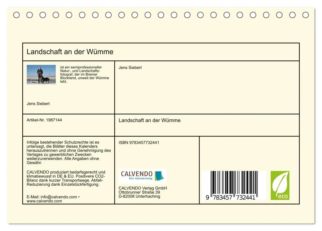 Bild: 9783457732441 | Landschaft an der Wümme (Tischkalender 2026 DIN A5 quer), CALVENDO...