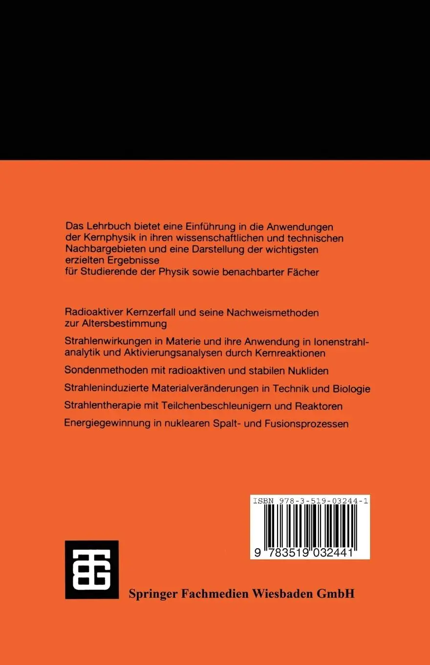 Rückseite: 9783519032441 | Angewandte Kernphysik | Einführung und Übersicht | Wilhelm T. Hering