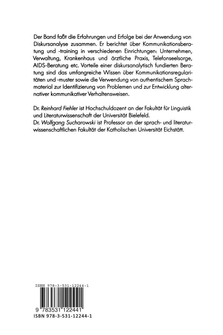 Rückseite: 9783531122441 | Kommunikationsberatung und Kommunikationstraining | Taschenbuch | 1992
