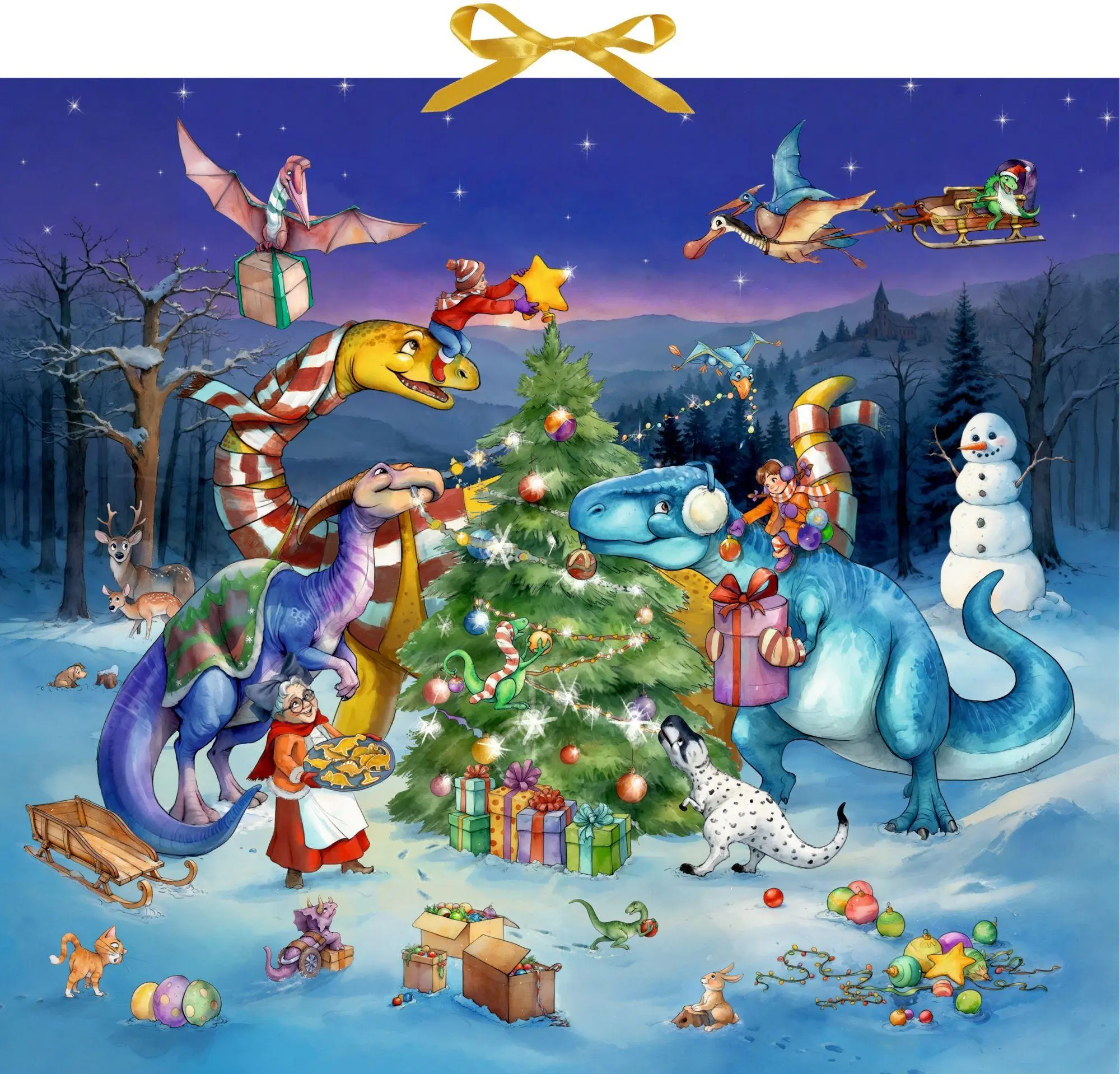 Cover: 4050003972541 | Wand-Adventskalender - Dinosaurier im Weihnachtsfieber | Kashev | 1 S.