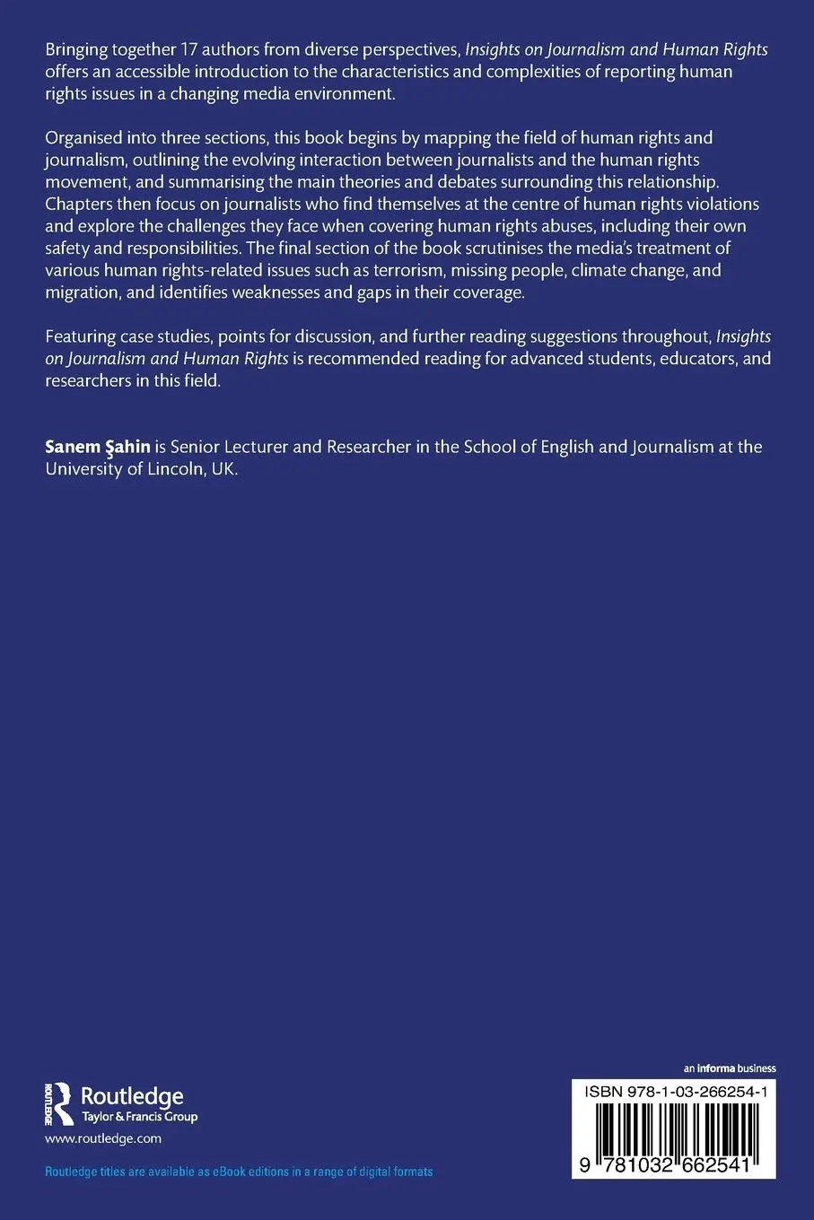 Rückseite: 9781032662541 | Insights on Journalism and Human Rights | Sanem ¿Ahin | Taschenbuch