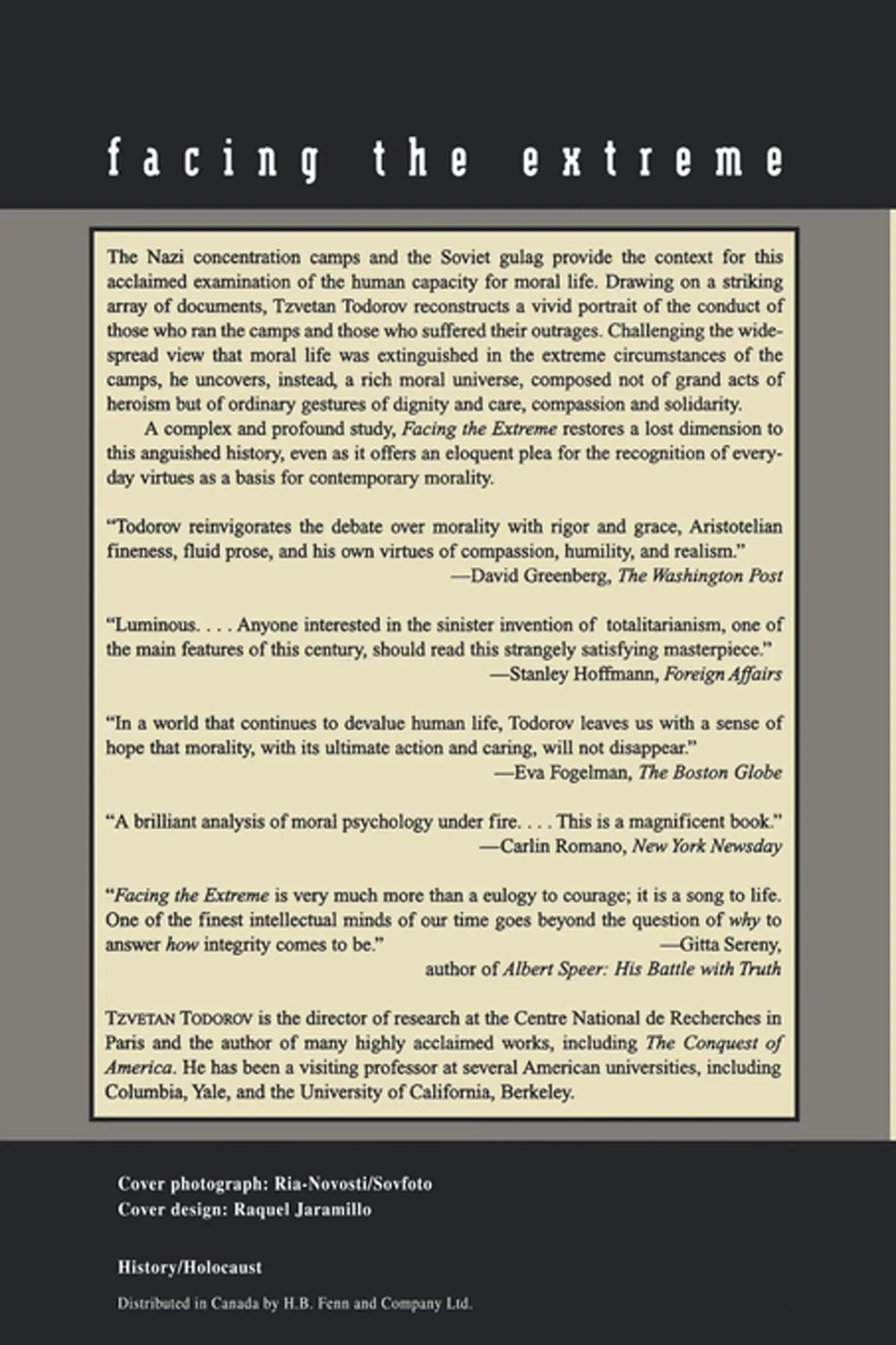 Rückseite: 9780805042641 | Facing the Extreme | Moral Life in the Concentration Camps | Todorov