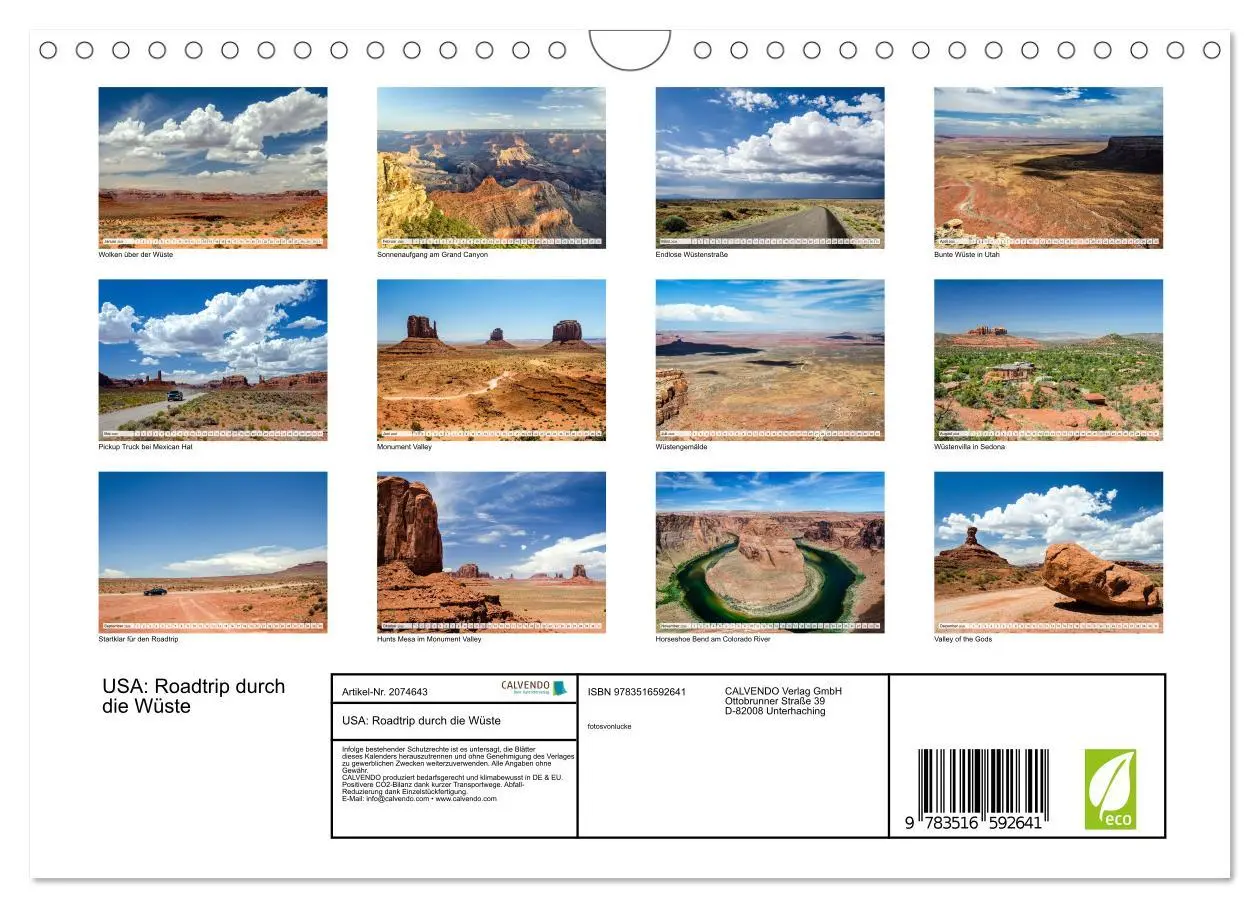 Bild: 9783516592641 | USA: Roadtrip durch die Wüste (Wandkalender 2026 DIN A4 quer),...