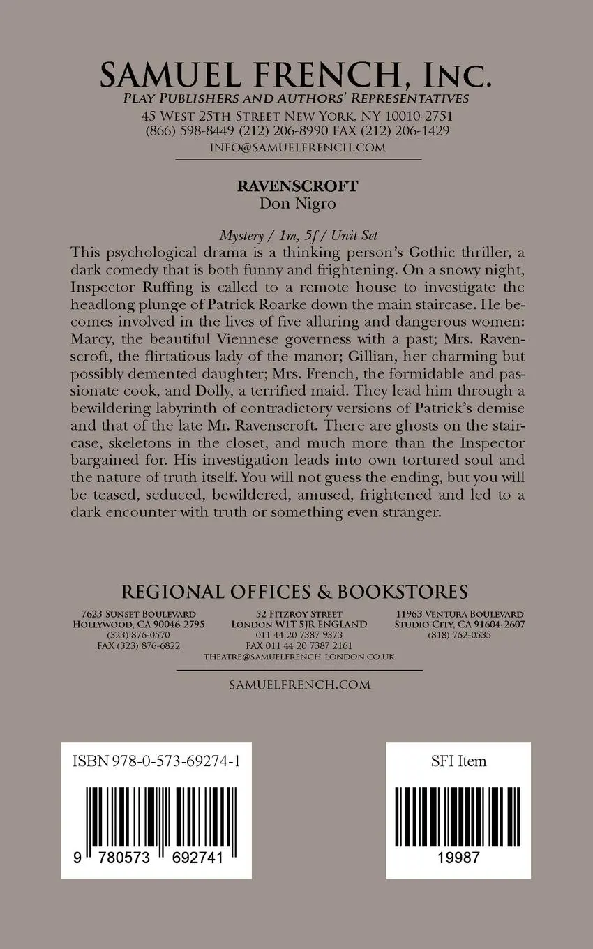 Rückseite: 9780573692741 | Ravenscroft | Don Nigro | Taschenbuch | Kartoniert / Broschiert | 2010