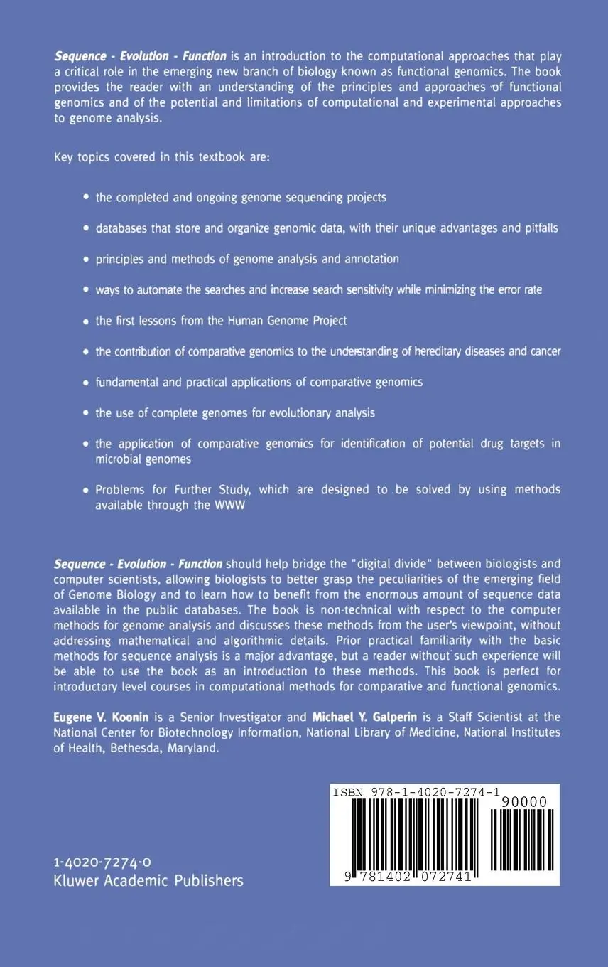 Rückseite: 9781402072741 | Sequence - Evolution - Function | Michael Galperin (u. a.) | Buch