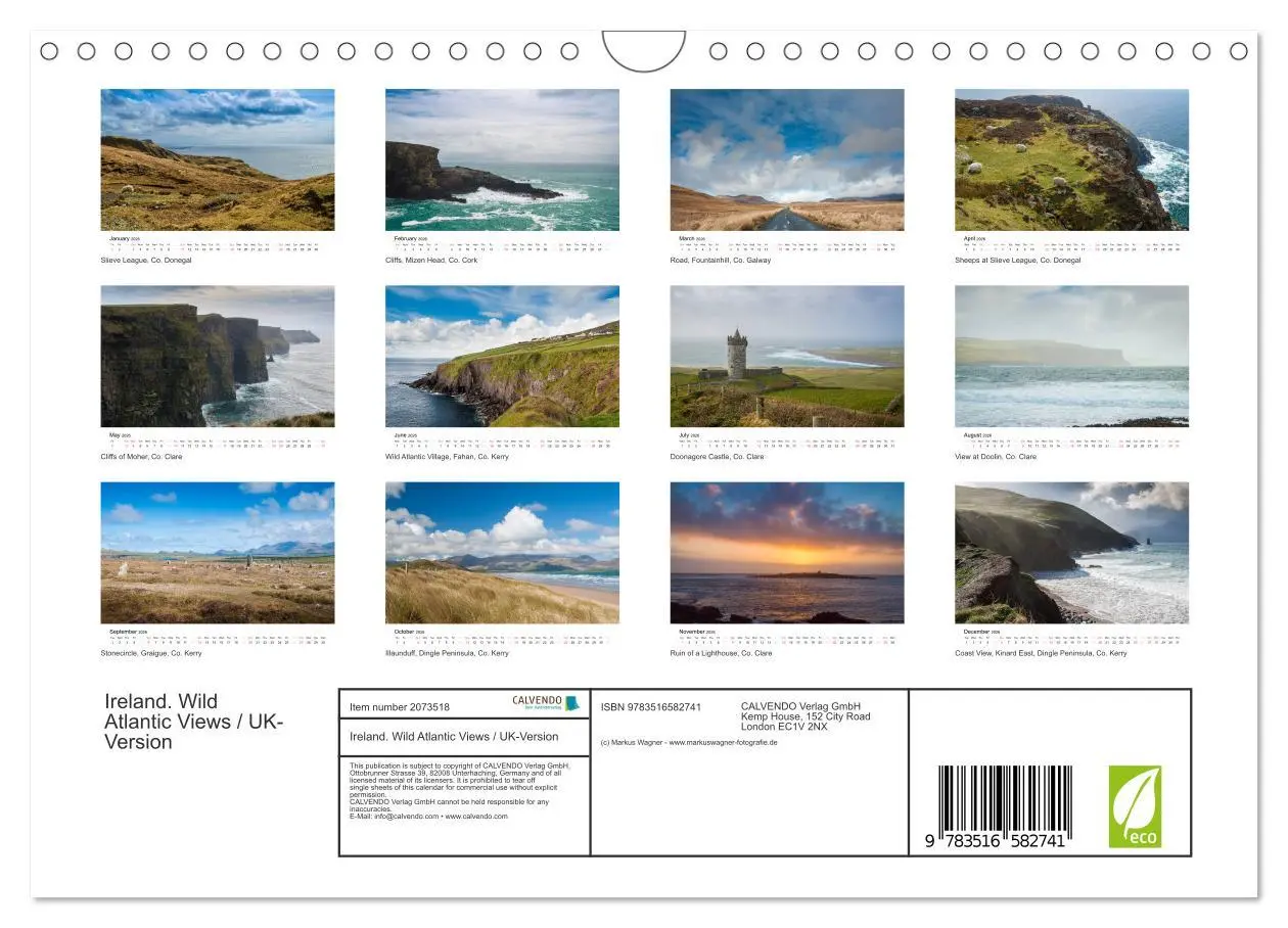 Bild: 9783516582741 | Ireland. Wild Atlantic Views / UK-Version (Wall Calendar 2026 DIN...