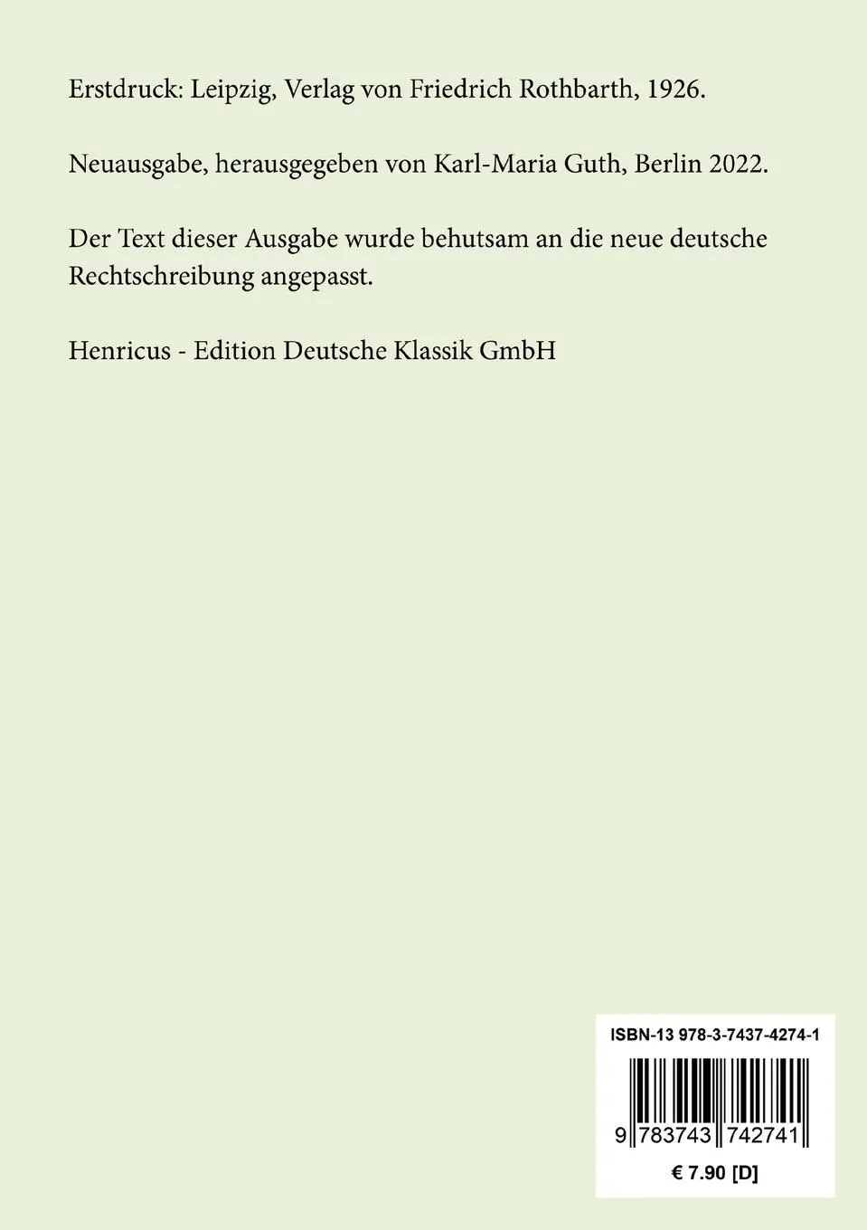 Rückseite: 9783743742741 | Das verschwundene Dokument | Ungekürzte Originalfassung von 1926