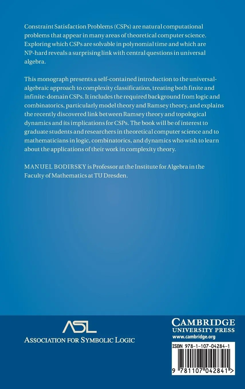Rückseite: 9781107042841 | Complexity of Infinite-Domain Constraint Satisfaction | Bodirsky