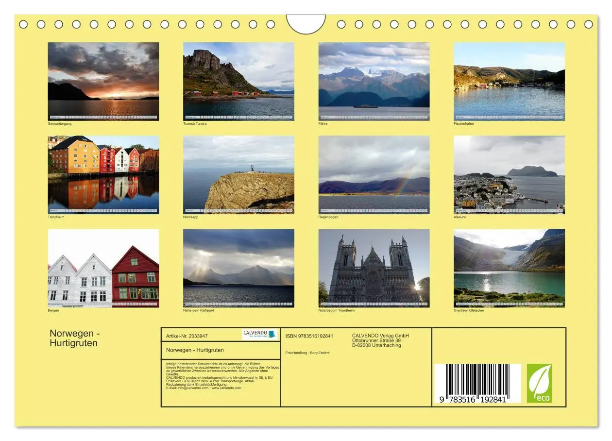 Bild: 9783516192841 | Norwegen - Hurtigruten (Wandkalender 2026 DIN A4 quer), CALVENDO...
