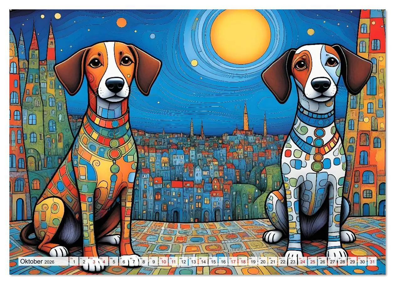Bild: 9783516642841 | Bunte Hundebande (Wandkalender 2026 DIN A3 quer), CALVENDO...