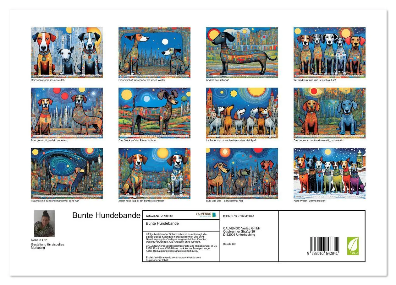 Bild: 9783516642841 | Bunte Hundebande (Wandkalender 2026 DIN A3 quer), CALVENDO...