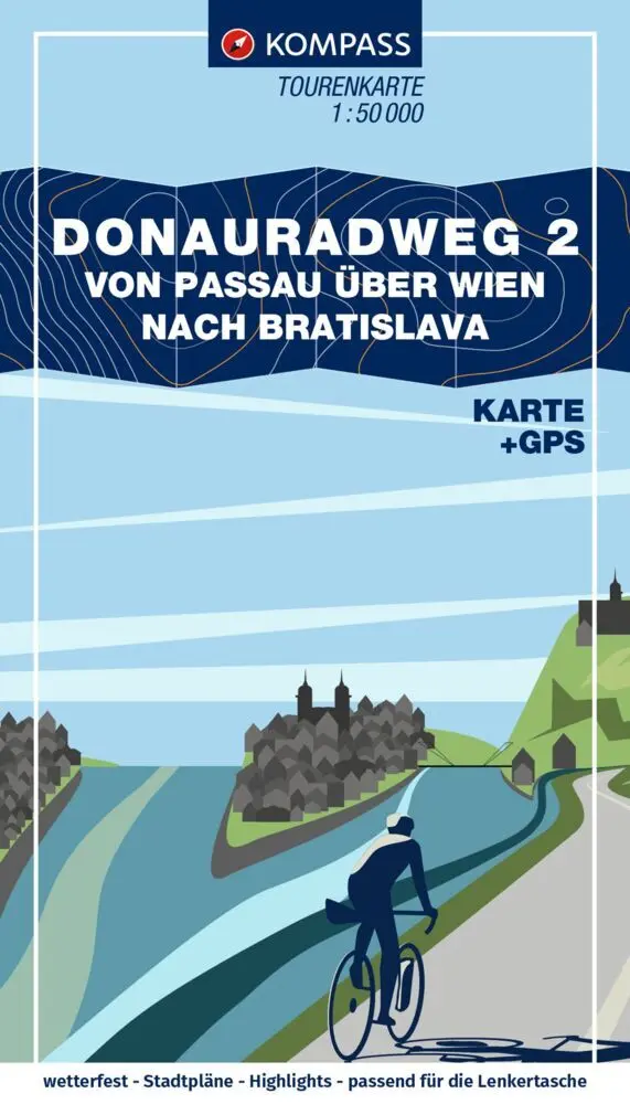 Cover: 9783991542841 | KOMPASS Fahrrad-Tourenkarte Donauradweg 2, von Passau über Wien...