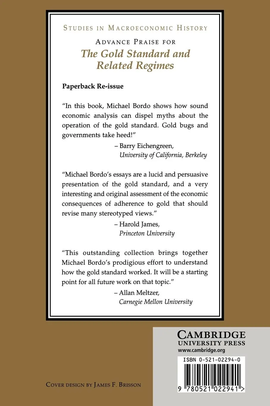 Rückseite: 9780521022941 | The Gold Standard and Related Regimes | Collected Essays | Bordo
