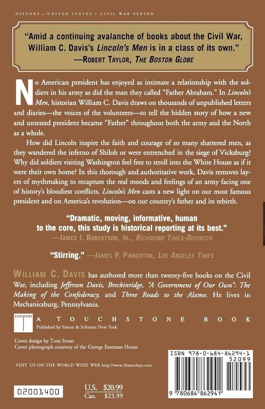 Rückseite: 9780684862941 | Lincoln's Men | William C. Davis | Taschenbuch | Englisch | 2000