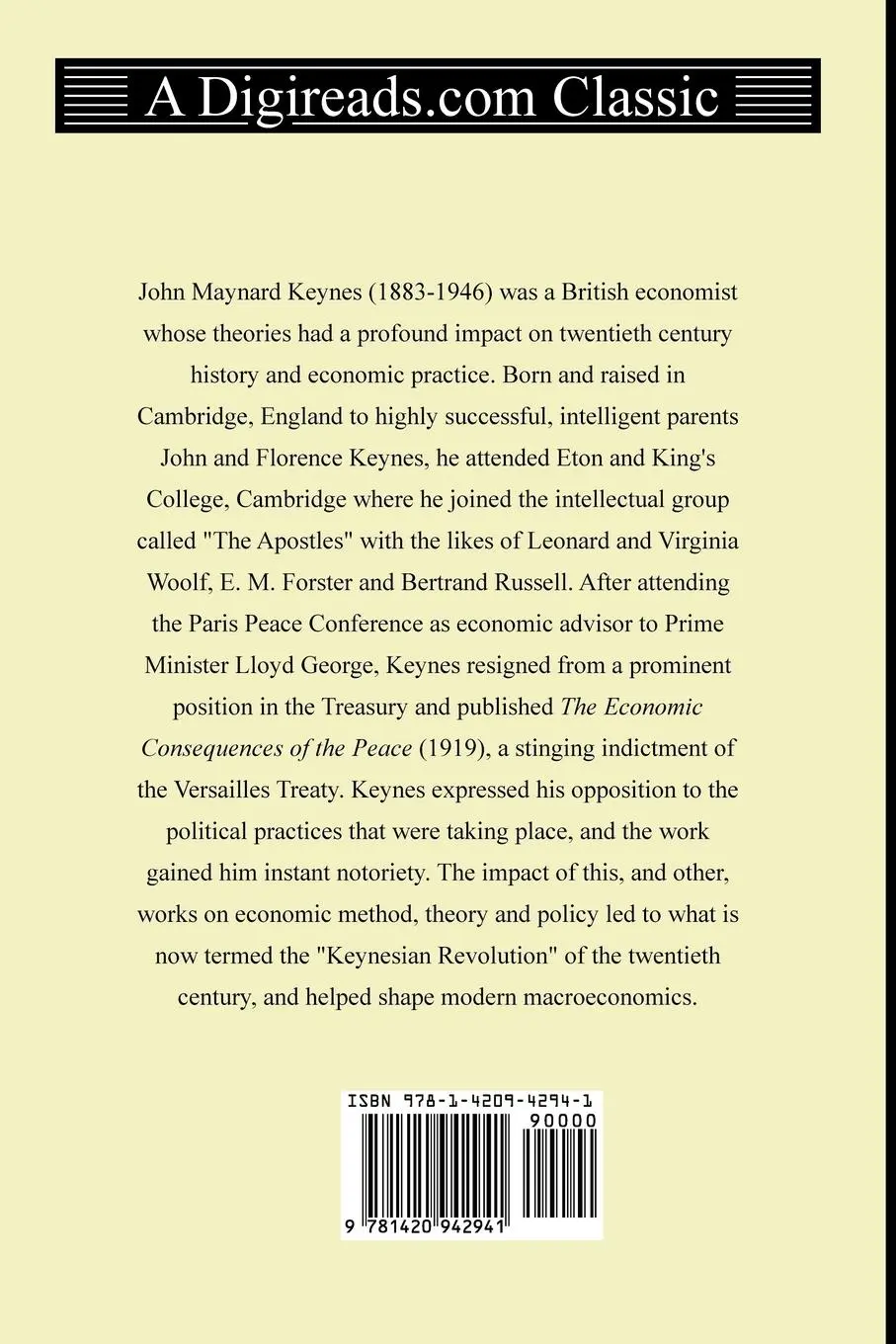Rückseite: 9781420942941 | The Economic Consequences of the Peace | John Maynard Keynes | Buch