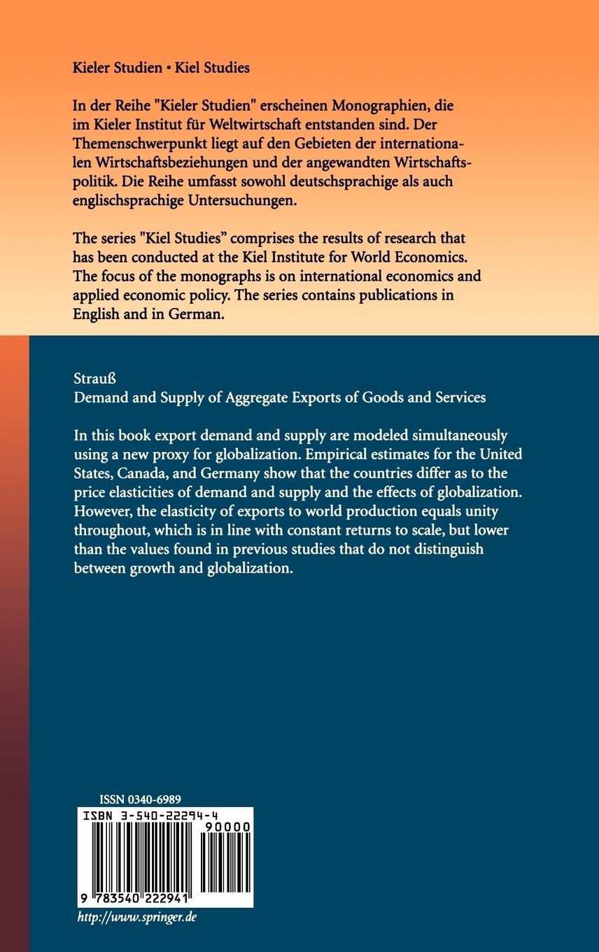 Rückseite: 9783540222941 | Demand and Supply of Aggregate Exports of Goods and Services | Strauß
