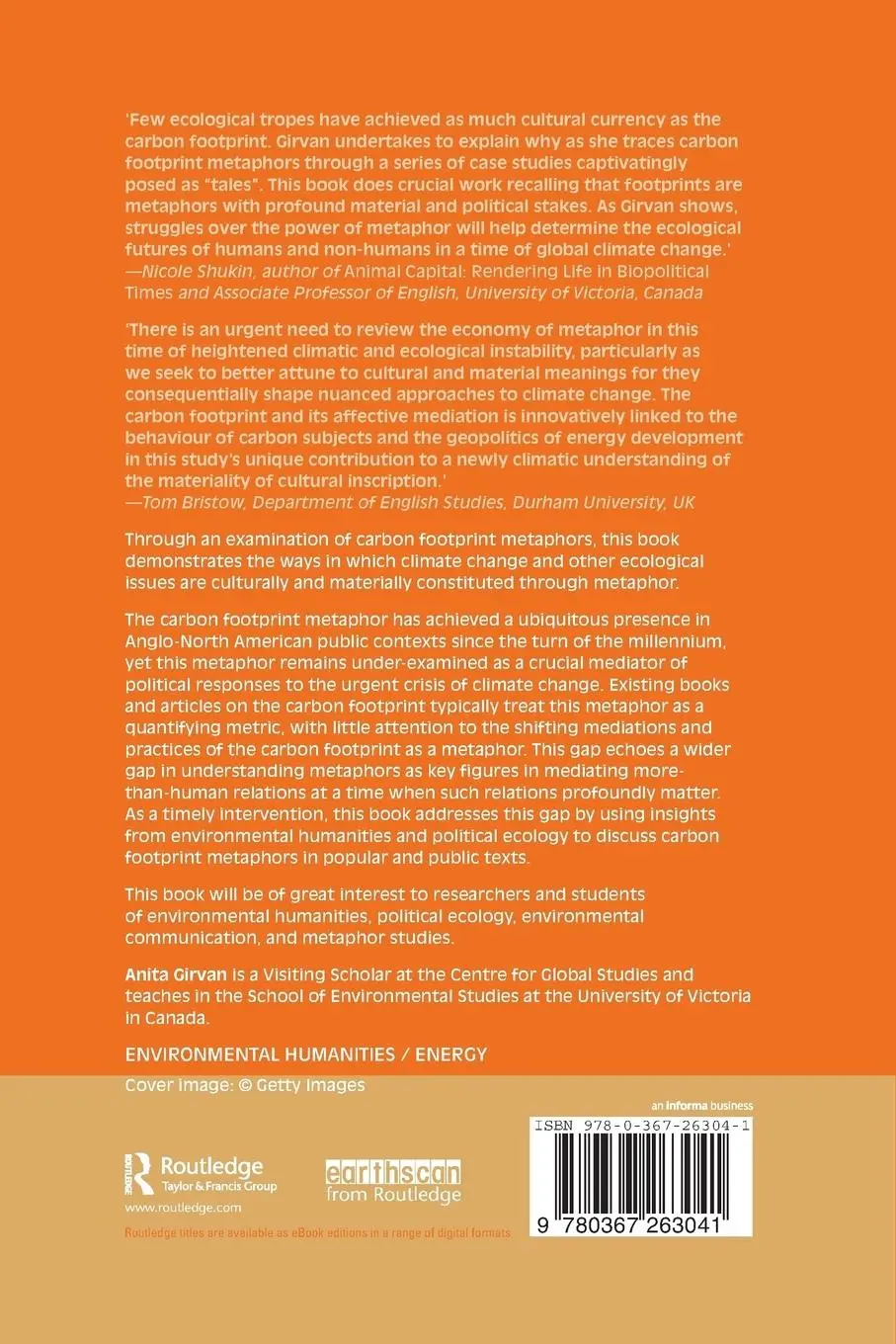 Rückseite: 9780367263041 | Carbon Footprints as Cultural-Ecological Metaphors | Anita Girvan