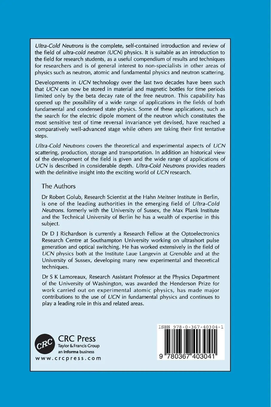 Rückseite: 9780367403041 | Ultra-Cold Neutrons | R. Golub (u. a.) | Taschenbuch | Englisch | 2019