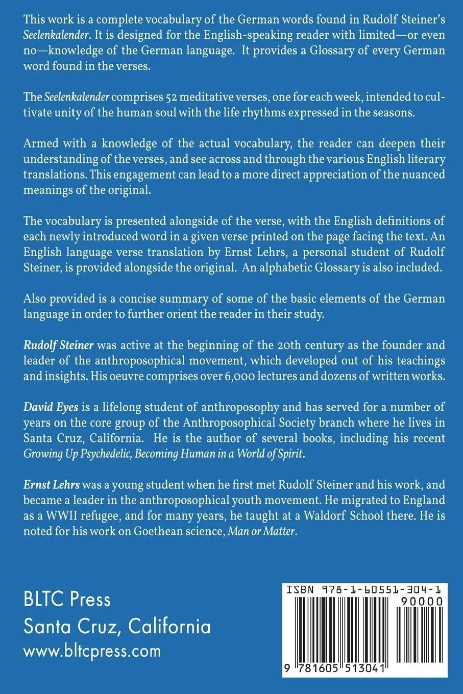 Rückseite: 9781605513041 | The Vocabulary of the Seelenkalender | Rudolf Steiner | Taschenbuch