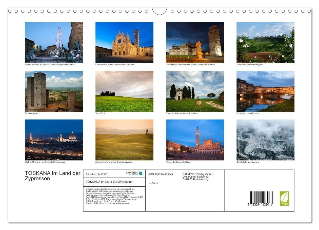 Bild: 9783594123041 | TOSKANA Im Land der Zypressen (Wandkalender 2027 DIN A3 quer),...