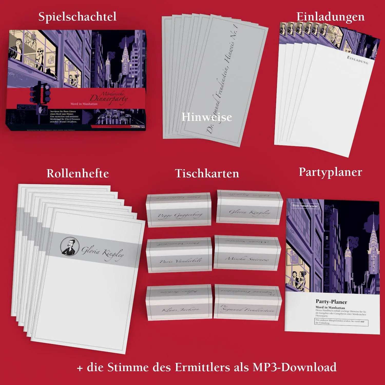 Bild: 9783948403041 | Mord in Manhattan | Mörderische Dinnerparty | Christiane Fux | Spiel