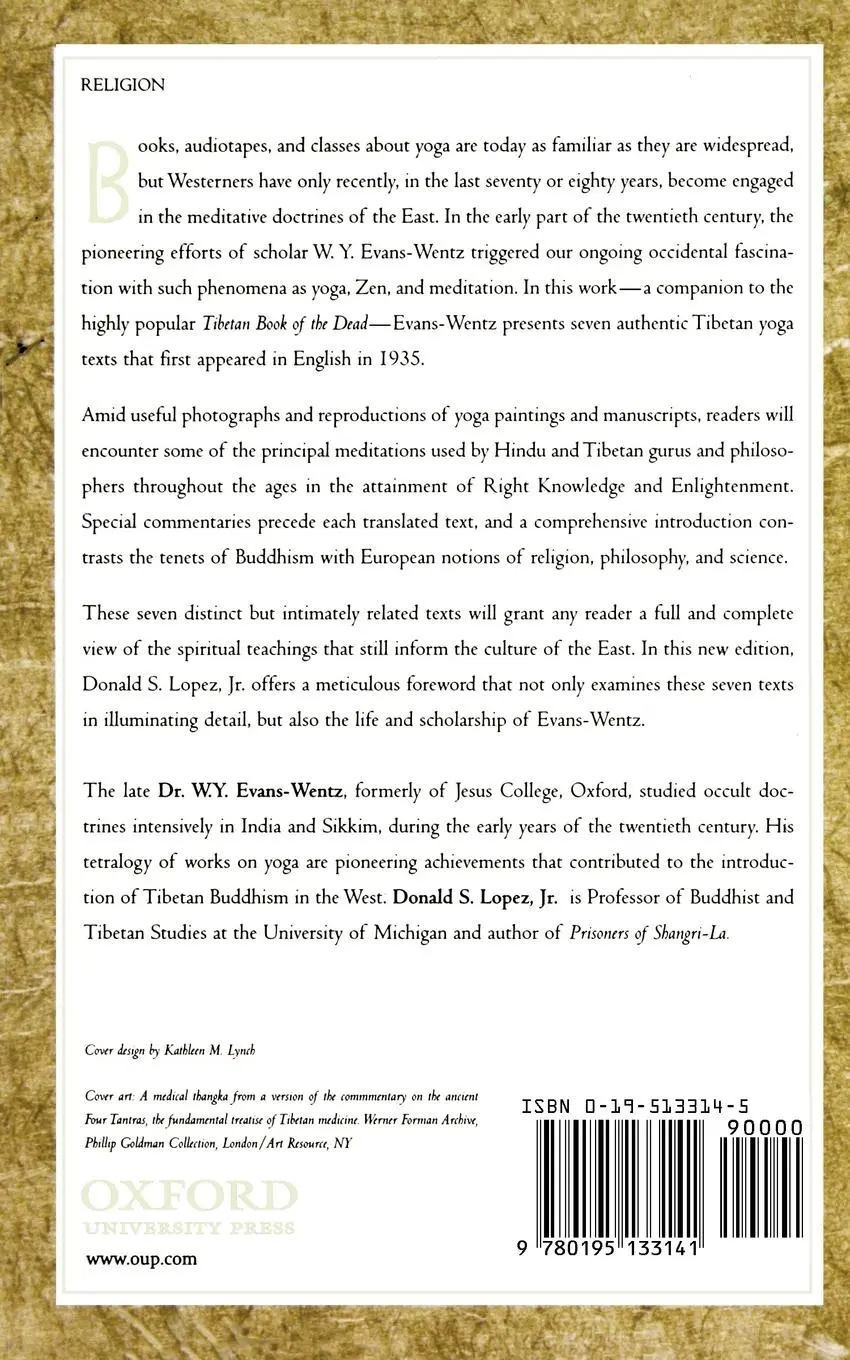 Rückseite: 9780195133141 | Tibetan Yoga and Secret Doctrines | W. Y. Evans-Wentz | Taschenbuch