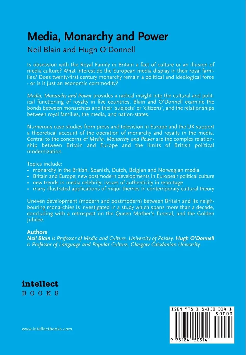 Rückseite: 9781841503141 | Media, Monarchy and Power | Neil Blain (u. a.) | Taschenbuch | 2013