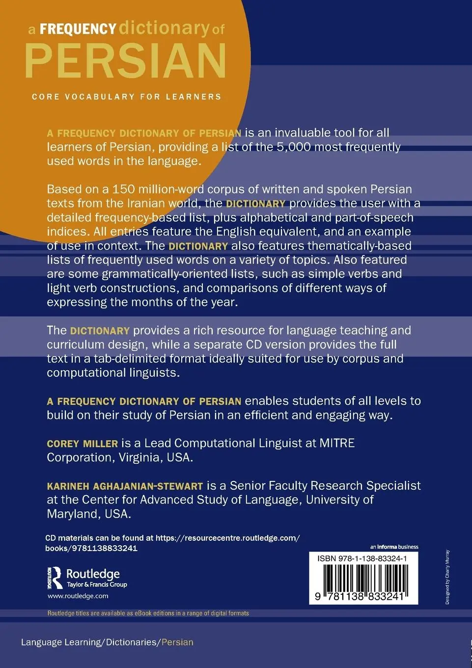 Rückseite: 9781138833241 | A Frequency Dictionary of Persian | Core vocabulary for learners