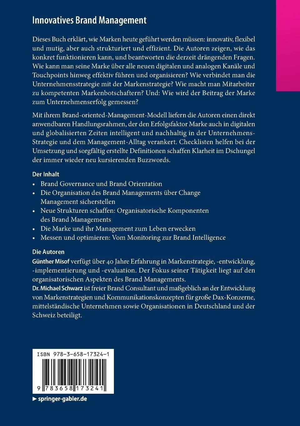 Rückseite: 9783658173241 | Innovatives Brand Management | Michael Schwarz (u. a.) | Taschenbuch