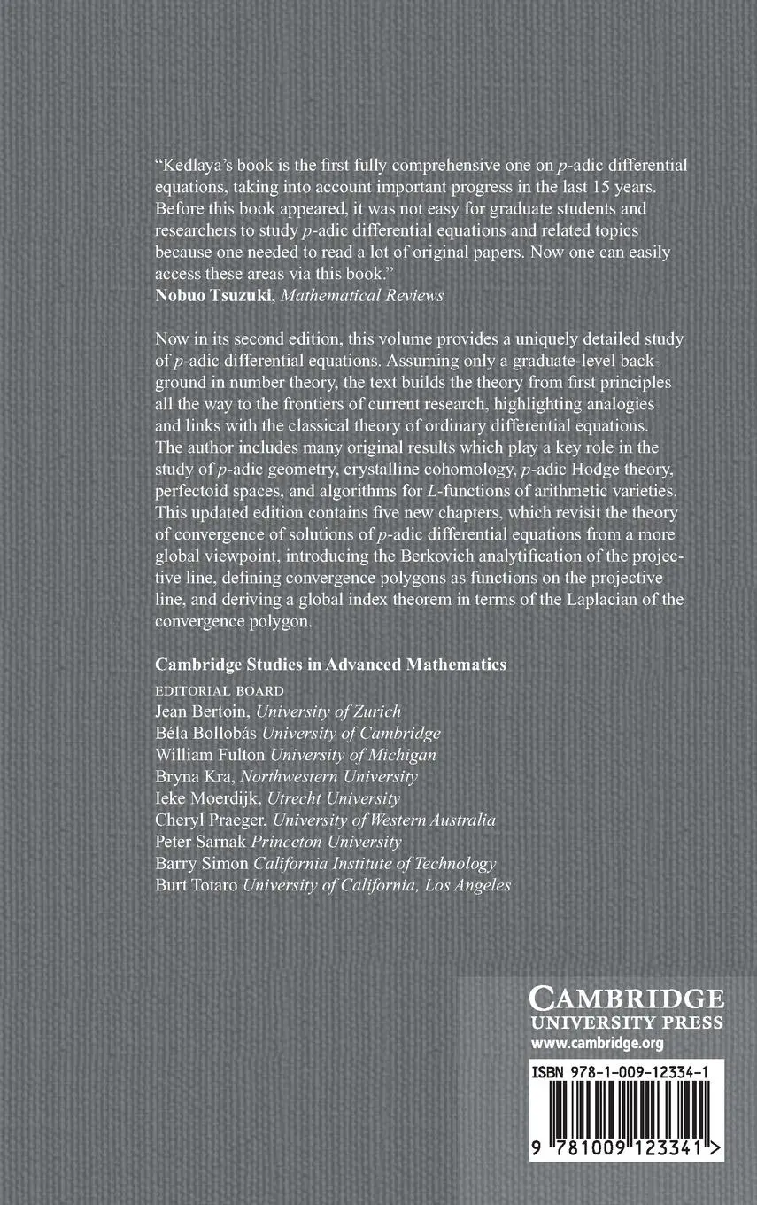 Rückseite: 9781009123341 | p-adic Differential Equations | Kiran S. Kedlaya | Buch | Englisch
