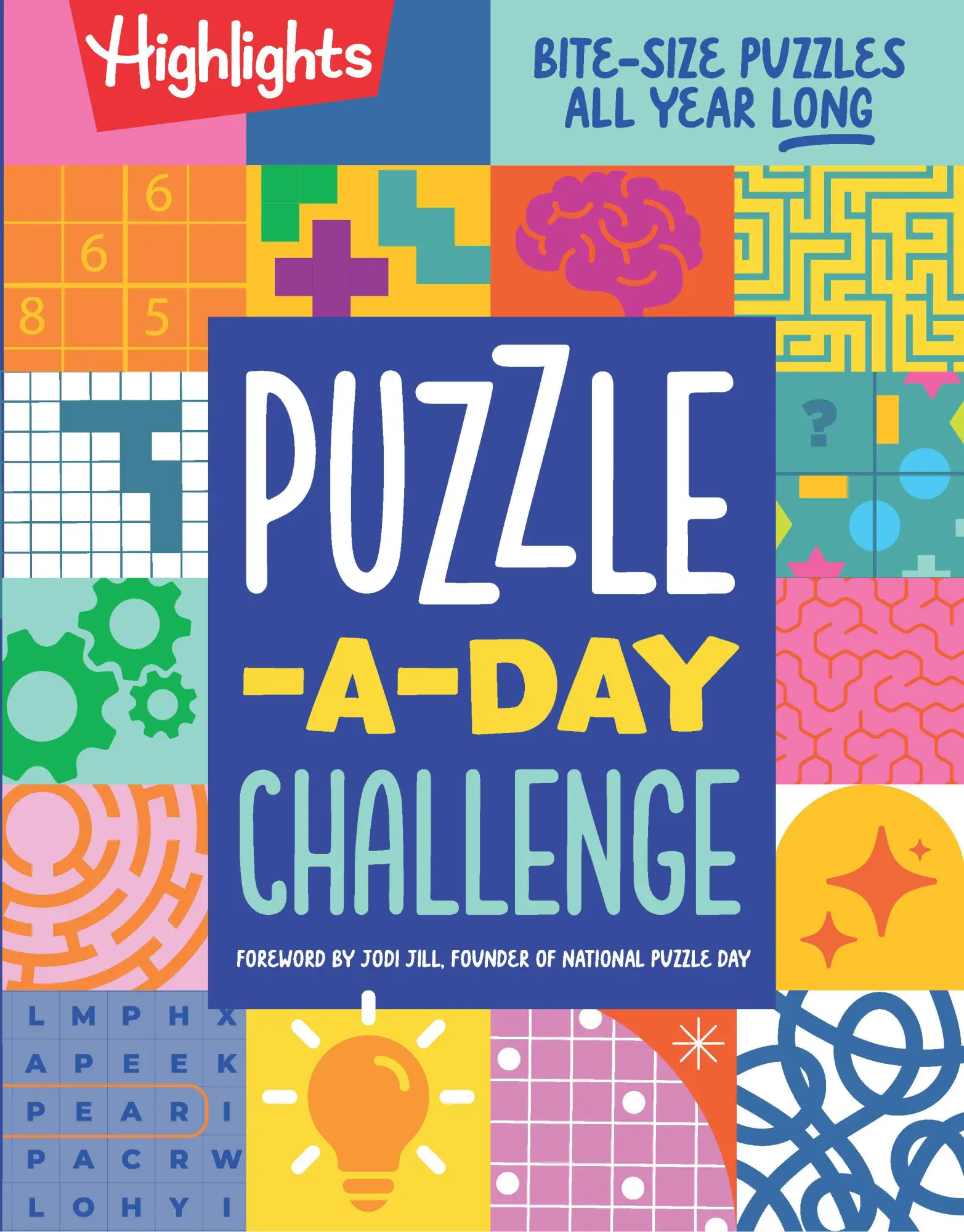 Cover: 9781639623341 | Puzzle-a-Day Challenge: Bite-Size Puzzles All Year Long | Highlights
