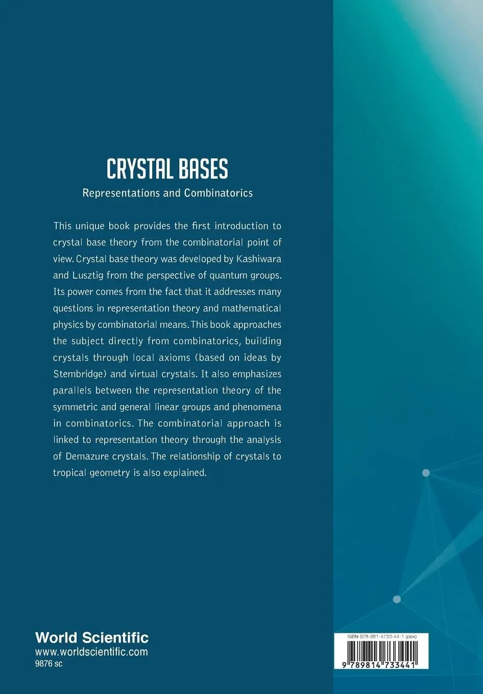 Rückseite: 9789814733441 | CRYSTAL BASES | REPRESENTATIONS AND COMBINATORICS | Schilling | Buch