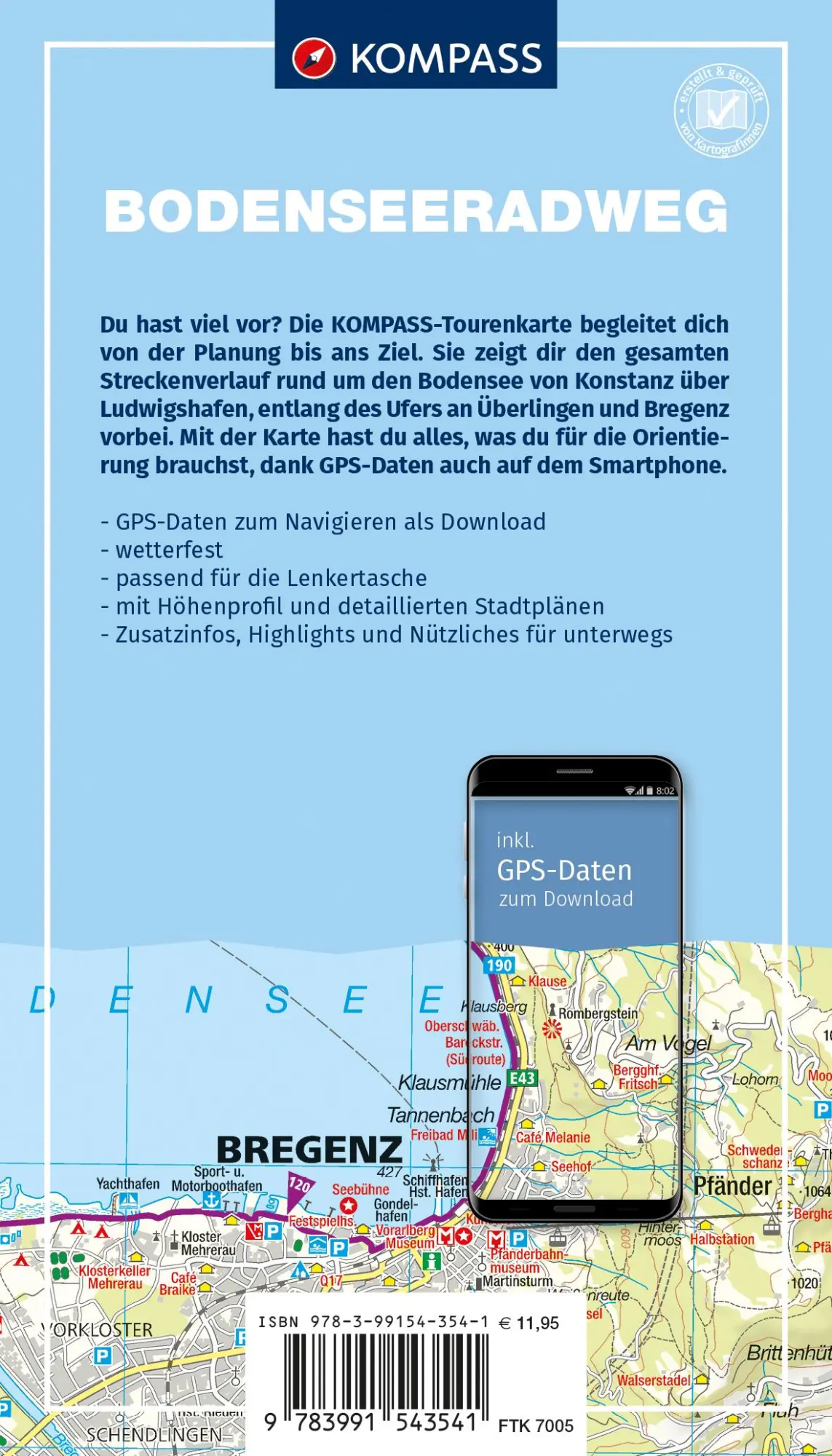 Rückseite: 9783991543541 | KOMPASS Fahrrad-Tourenkarte Bodenseeradweg 1:50.000 | Buch | 74 S.