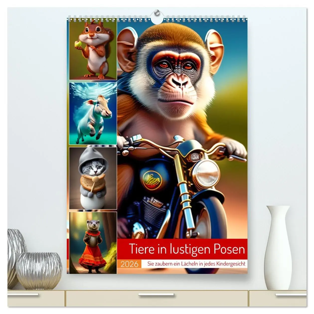 Cover: 9783516323641 | Tiere in lustigen Posen (hochwertiger Premium Wandkalender 2026 DIN...