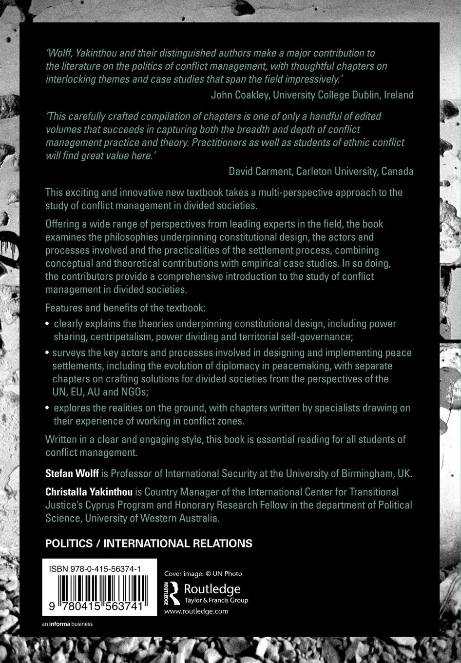 Rückseite: 9780415563741 | Conflict Management in Divided Societies | Theories and Practice