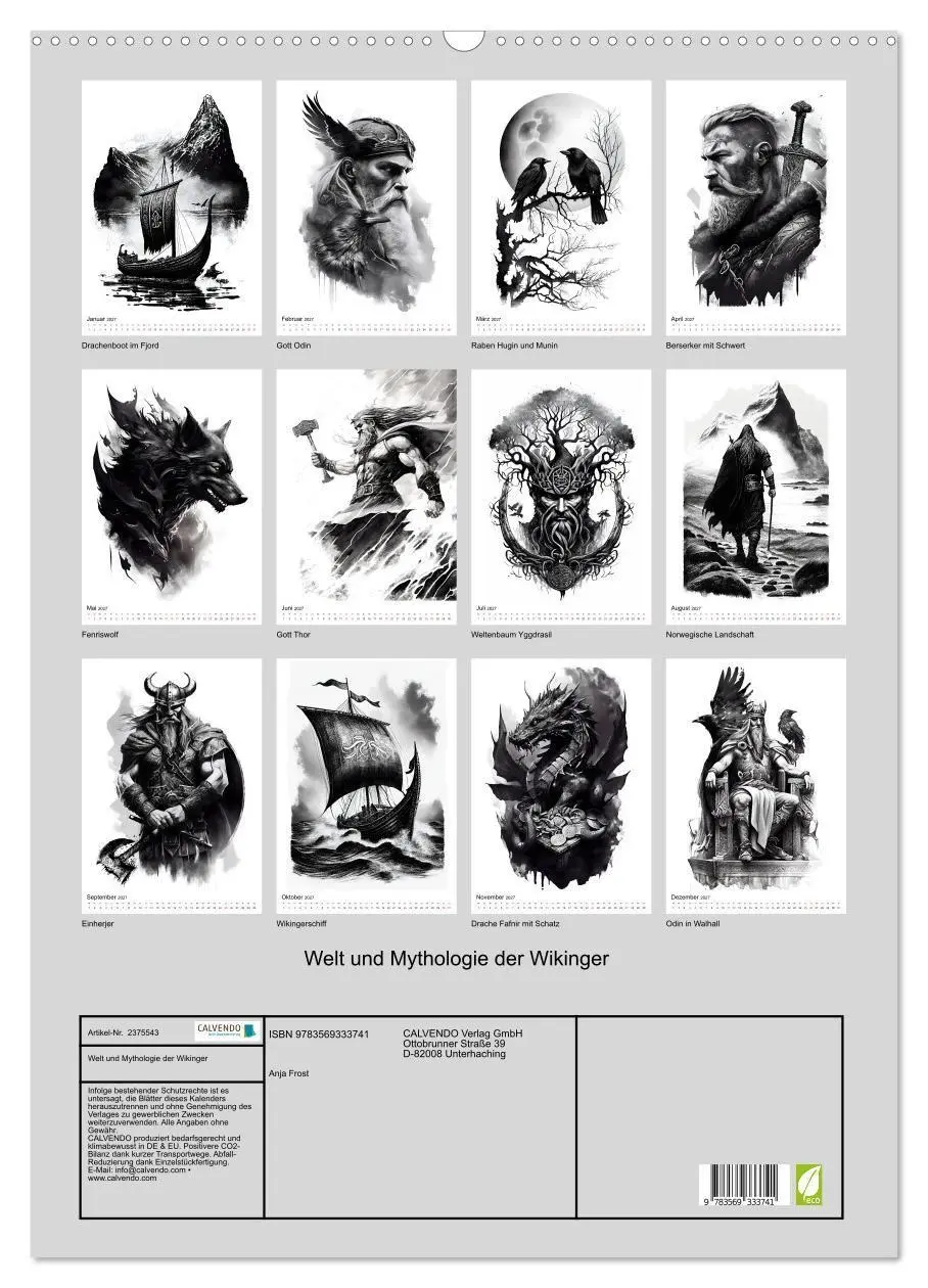 Bild: 9783569333741 | Welt und Mythologie der Wikinger (Wandkalender 2027 DIN A2 hoch),...