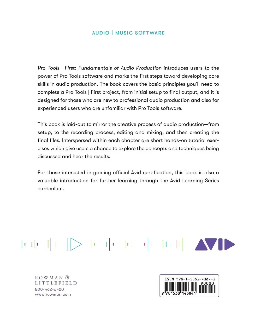 Rückseite: 9781538143841 | Pro Tools First | Fundamentals of Audio Production | Avid Technology