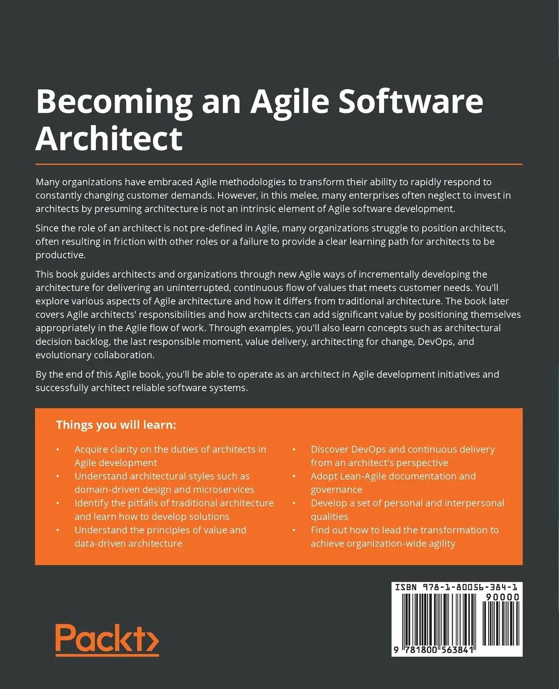 Rückseite: 9781800563841 | Becoming an Agile Software Architect | Rajesh R V | Taschenbuch | 2021