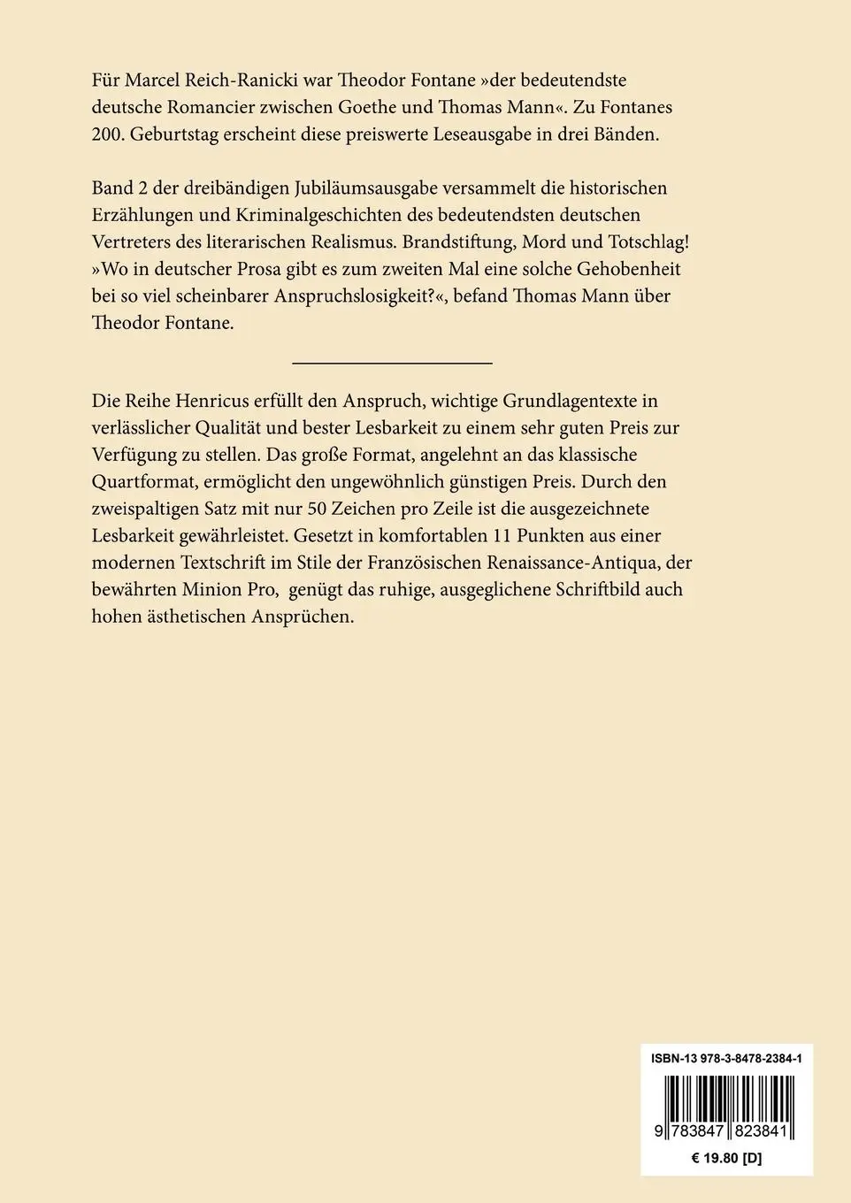 Rückseite: 9783847823841 | Historische Erzählungen und Kriminalgeschichten | Theodor Fontane