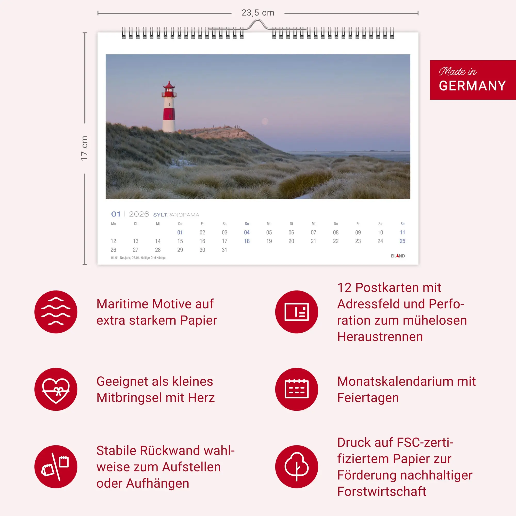 Bild: 9783964023841 | Sylt Panorama Postkartenkalender 2026 - Hans Jessel | Hans Jessel