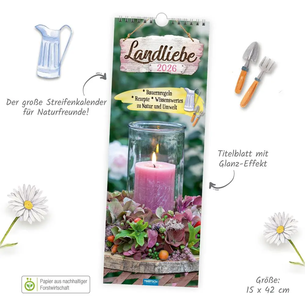 Bild: 9783988023841 | Trötsch Maxi-Streifenkalender Landliebe 2026 | Wandkalender | KG