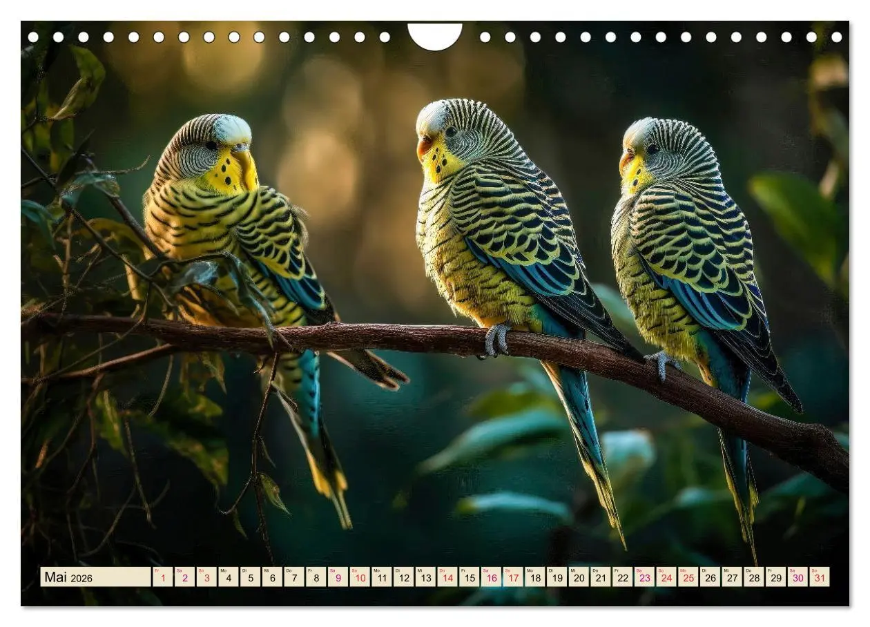 Bild: 9783457373941 | Wellensittiche farbenfroh und munter (Wandkalender 2026 DIN A4...