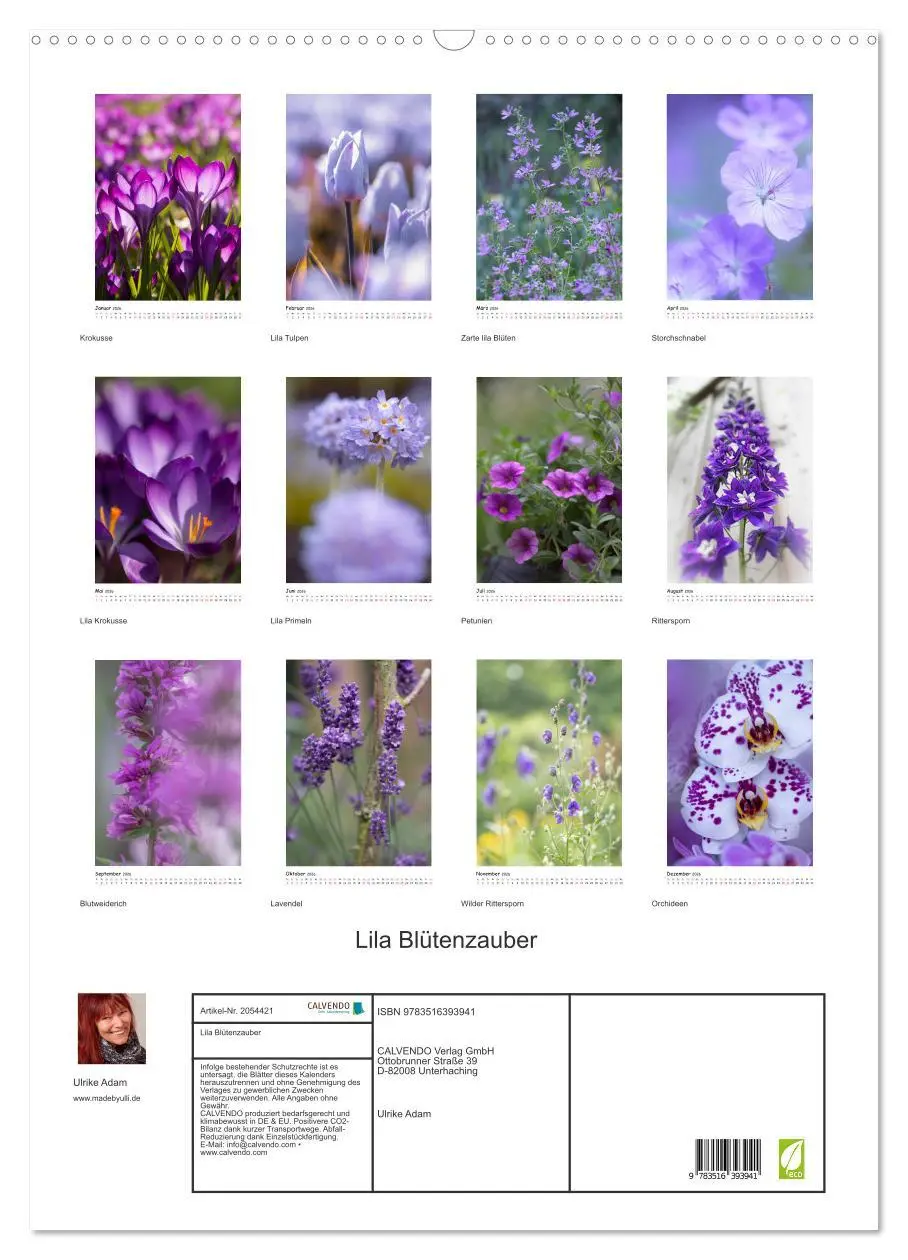 Bild: 9783516393941 | Lila Blütenzauber (Wandkalender 2026 DIN A2 hoch), CALVENDO...