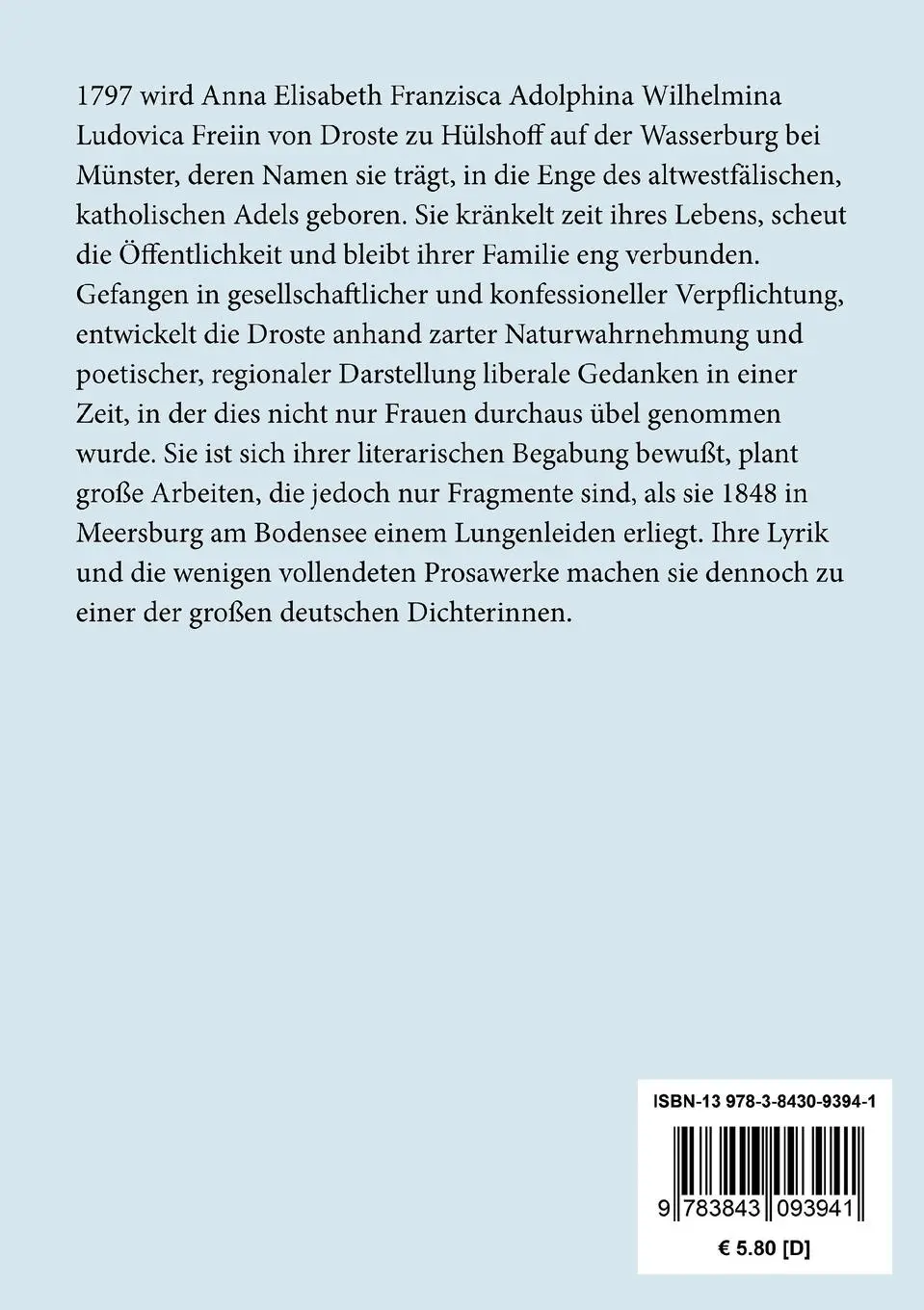 Rückseite: 9783843093941 | Perdu! oder Dichter, Verleger und Blaustrümpfe | Droste-Hülshoff