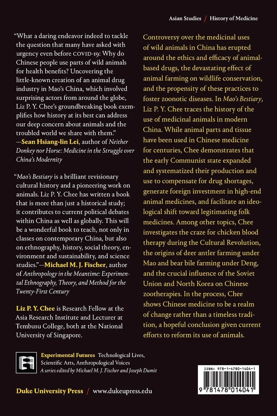 Rückseite: 9781478014041 | Mao's Bestiary | Medicinal Animals and Modern China | Liz P. Y. Chee