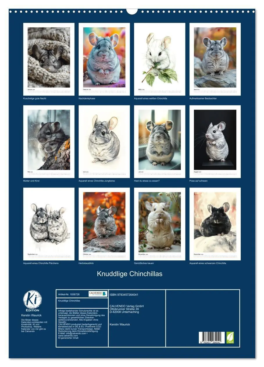 Bild: 9783457264041 | Knuddlige Chinchillas (Wandkalender 2026 DIN A2 hoch), CALVENDO...