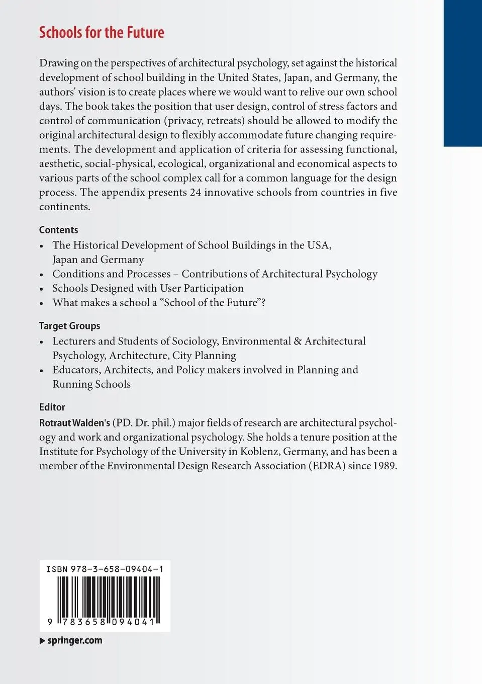 Rückseite: 9783658094041 | Schools for the Future | Rotraut Walden | Taschenbuch | xiii | 2015