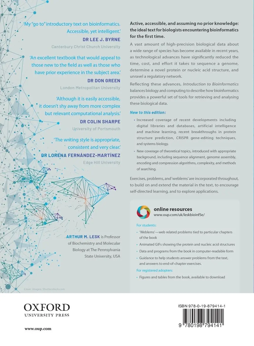 Rückseite: 9780198794141 | Introduction to Bioinformatics | Arthur M. Lesk | Taschenbuch | 2020