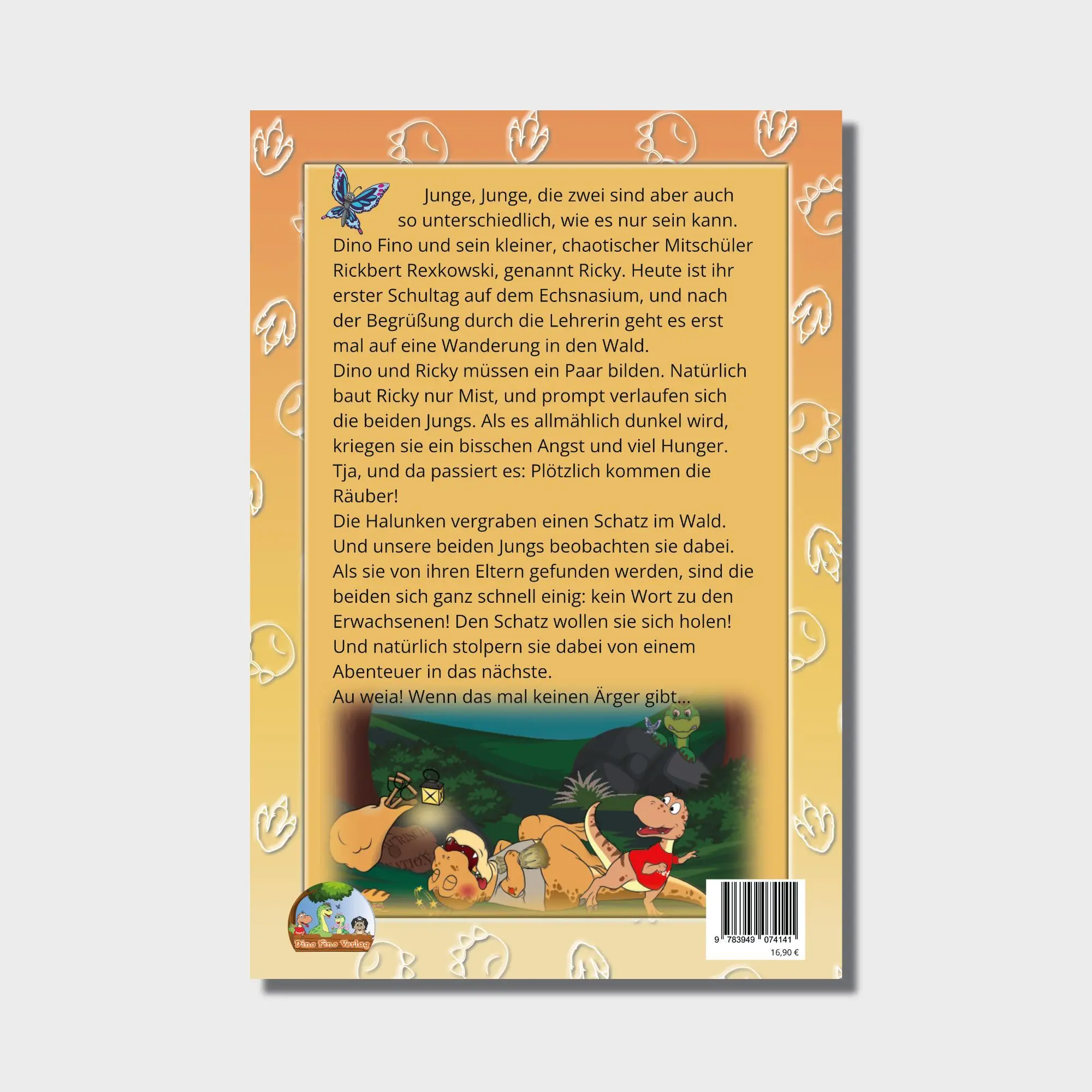 Rückseite: 9783949074141 | Dino + Ricky (1) und die schinkenbrötchenfressenden Räuber | Kruck